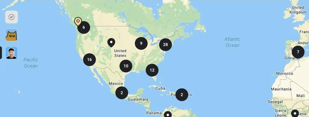 The member map: builders in North America, Europe, Africa and Asia