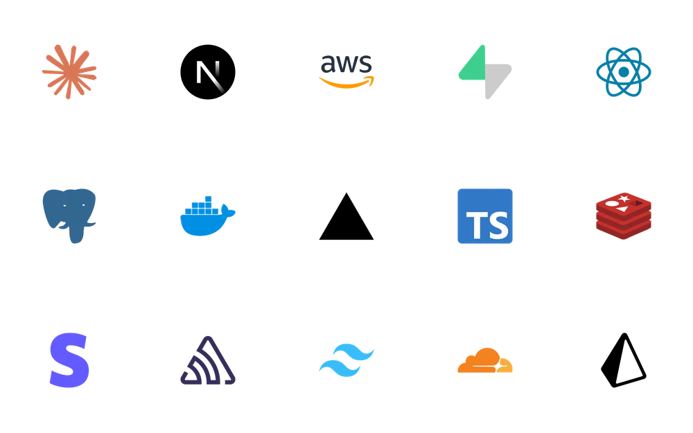 The stack: Claude, Next.js, AWS, Supabase, React, Postgres, Docker, Vercel and more